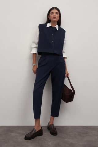 Private Edition Button Detailed Vest Navy Blue