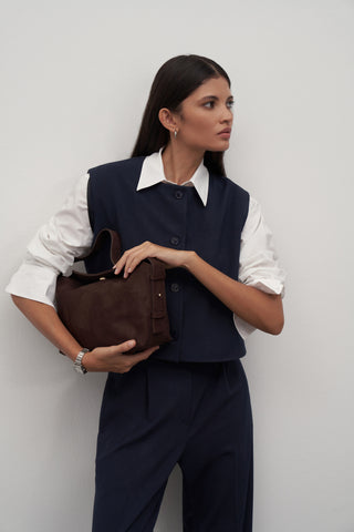 Private Edition Button Detailed Vest Navy Blue