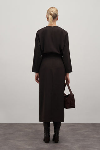 Private Edition Wrap Skirt Dark Brown