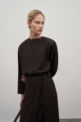 Private Edition Wrap Skirt Dark Brown