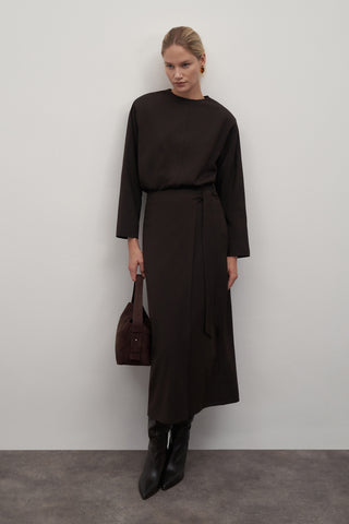 Private Edition Wrap Skirt Dark Brown