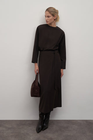 Private Edition Wrap Skirt Dark Brown