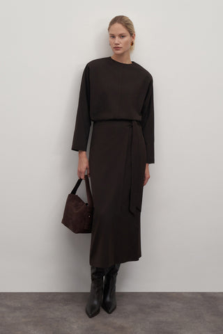 Private Edition Wrap Skirt Dark Brown
