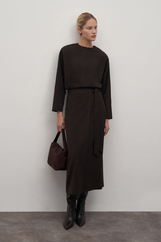 Private Edition Wrap Skirt Dark Brown