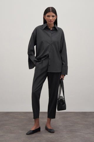 Private Edition Embroidery Detailed Oversized Shirt Anthracite