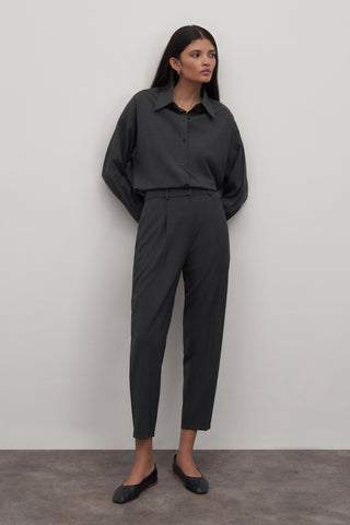 Private Edition Embroidery Detailed Oversized Shirt Anthracite