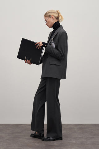 Private Edition Double Breasted Blazer & Cross Trousers Set Anthracite