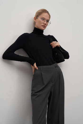 Black Turtleneck Basic Sweater Pullover