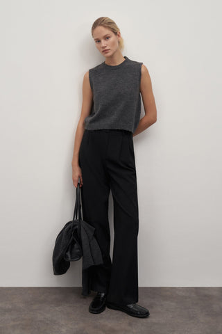 Anthracite Wool Basic Sweater Cardigan Sweater Set
