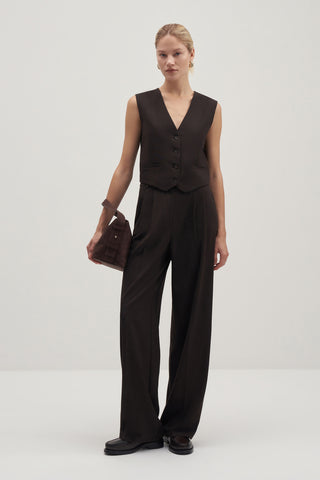 Private Edition Blazer Vest Palazzo Trousers Set Bitter Coffee