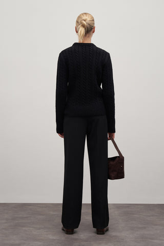 Leta Knit Detail Fitted Sweater Black