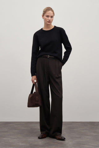 Black Basic Woollen Knit Sweater