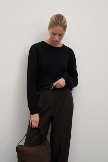 Black Basic Woollen Knit Sweater