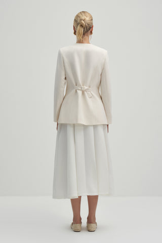 White Midi Skirt with White Flounce