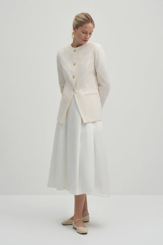 White Midi Skirt with White Flounce