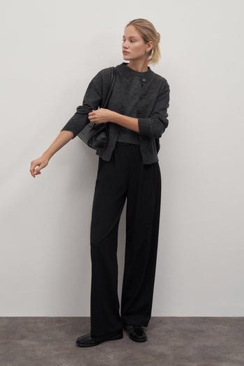 Anthracite Wool Basic Sweater Cardigan Sweater Set