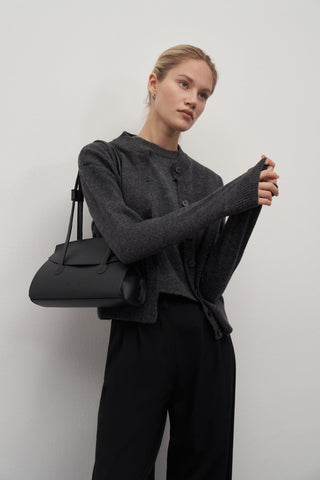 Anthracite Wool Basic Sweater Cardigan Sweater Set
