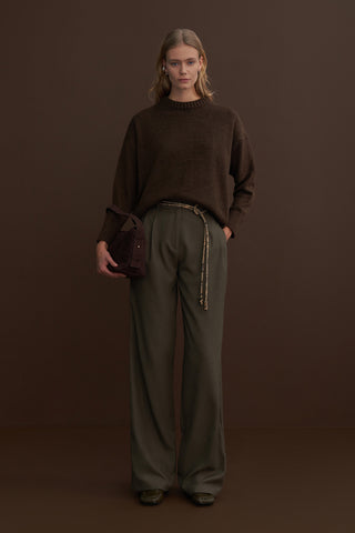 Crew Neck Wool Blend Sweater Bitter Coffee