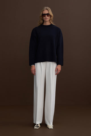 Oversized Crew Neck Sweater Navy Blue
