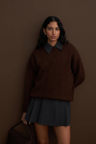 Wool Blend Knitted Oversised Pullover