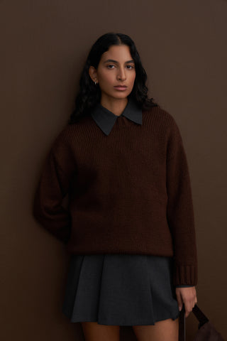 Wool Blend Knitted Oversised Pullover