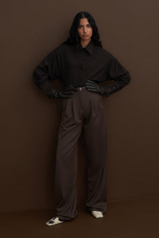 Limited Edition Oversized Blazer Palazzo Trousers Set Dark Brown