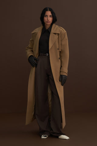 Limited Edition Oversized Blazer Palazzo Trousers Set Dark Brown