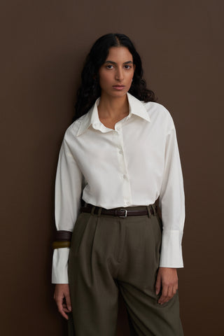 Private Edition Poplin Oversised Shirt with Embroidery Detail