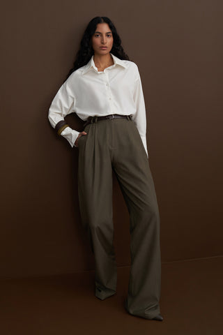 Private Edition Poplin Oversised Shirt with Embroidery Detail