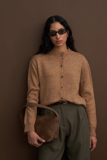Wool Basic Knit Cardigan Camel