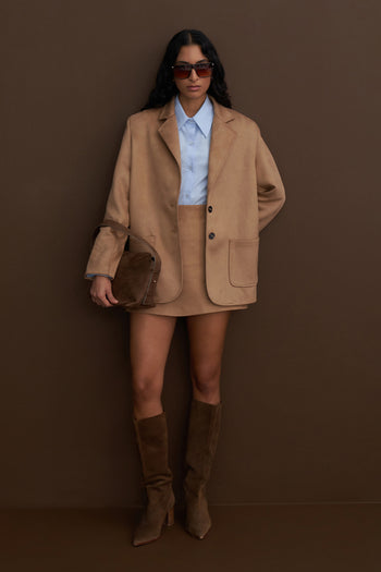 Double Button Suede Jacket Taupe