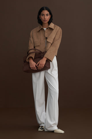 Crop Suede Jacket Taupe