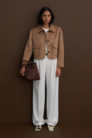 Crop Suede Jacket Taupe