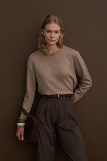 Basic Wool Blend Sweater Taupe