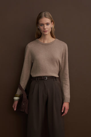 Basic Wool Blend Sweater Taupe
