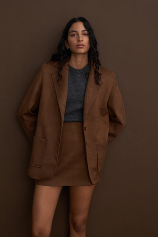 Suede Mini Skirt Coffee Brown