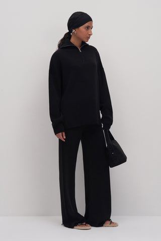 Zip Detail Knitwear Set Black