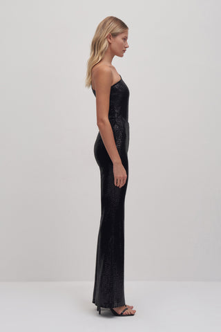 One Sleeve Sequined Bodysuit Black