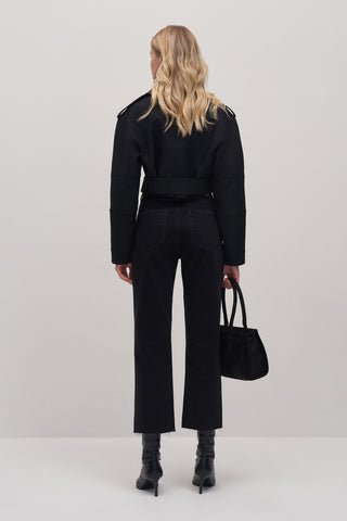 Crop Biker Jacket Black