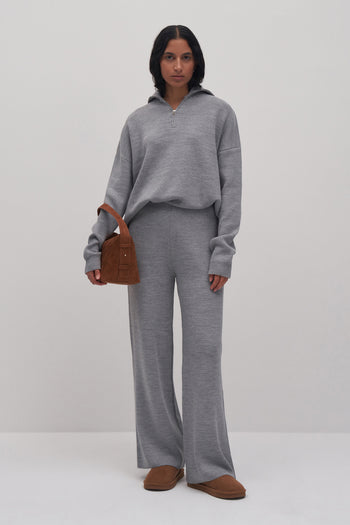Zip Detail Knitwear Set Gray