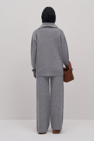 Zip Detail Knitwear Set Gray