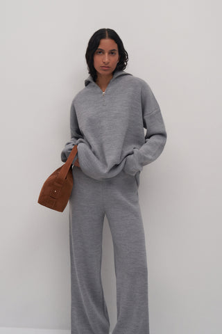 Zip Detail Knitwear Set Gray
