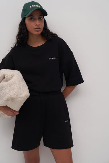 Embroidery Detailed Short Sleeve Sweatshirt