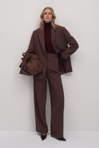 Limited Edition Oversized Blazer & Palazzo Trousers Set Burgundy