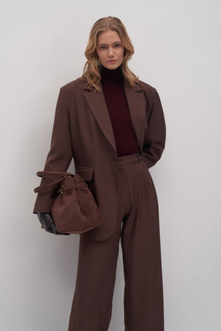 Limited Edition Oversized Blazer & Palazzo Trousers Set Burgundy
