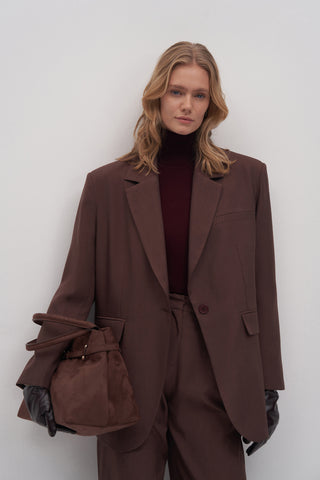 Limited Edition Oversized Blazer & Palazzo Trousers Set Burgundy