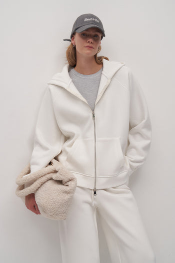 Oversized Zip-Up Sweatshirt White