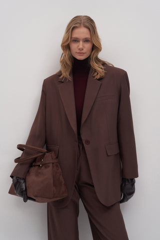 Limited Edition Oversized Blazer & Palazzo Trousers Set Burgundy
