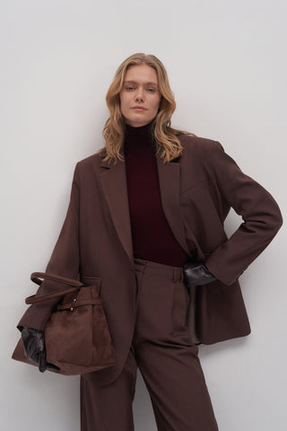 Limited Edition Oversized Blazer & Palazzo Trousers Set Burgundy