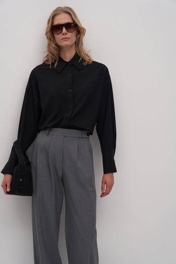 Private Edition Embroidered Oversized Shirt Black